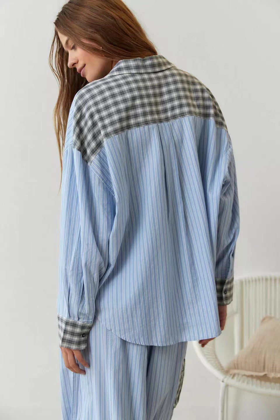 Autumn Women’s Clothing Casual Homewear Plaid Shirt Outfit