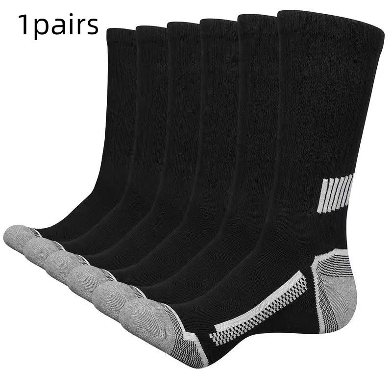 Men’s Simple Basketball Mid-calf Socks - Black / 42To47 / 1Pairs