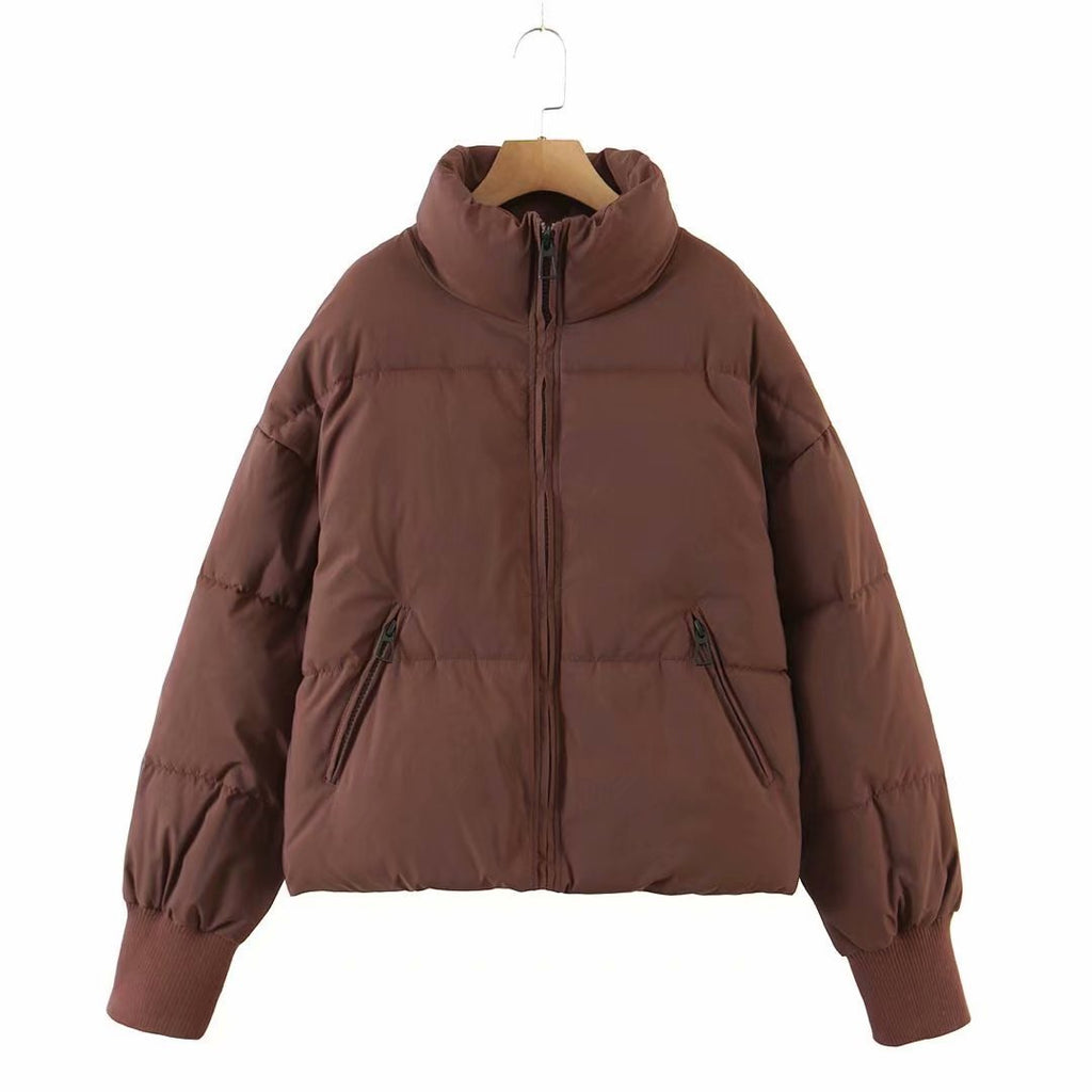 Women’s Urban Leisure Versatile Stand Collar Puffer Jacket Coat - Chocolate / XS