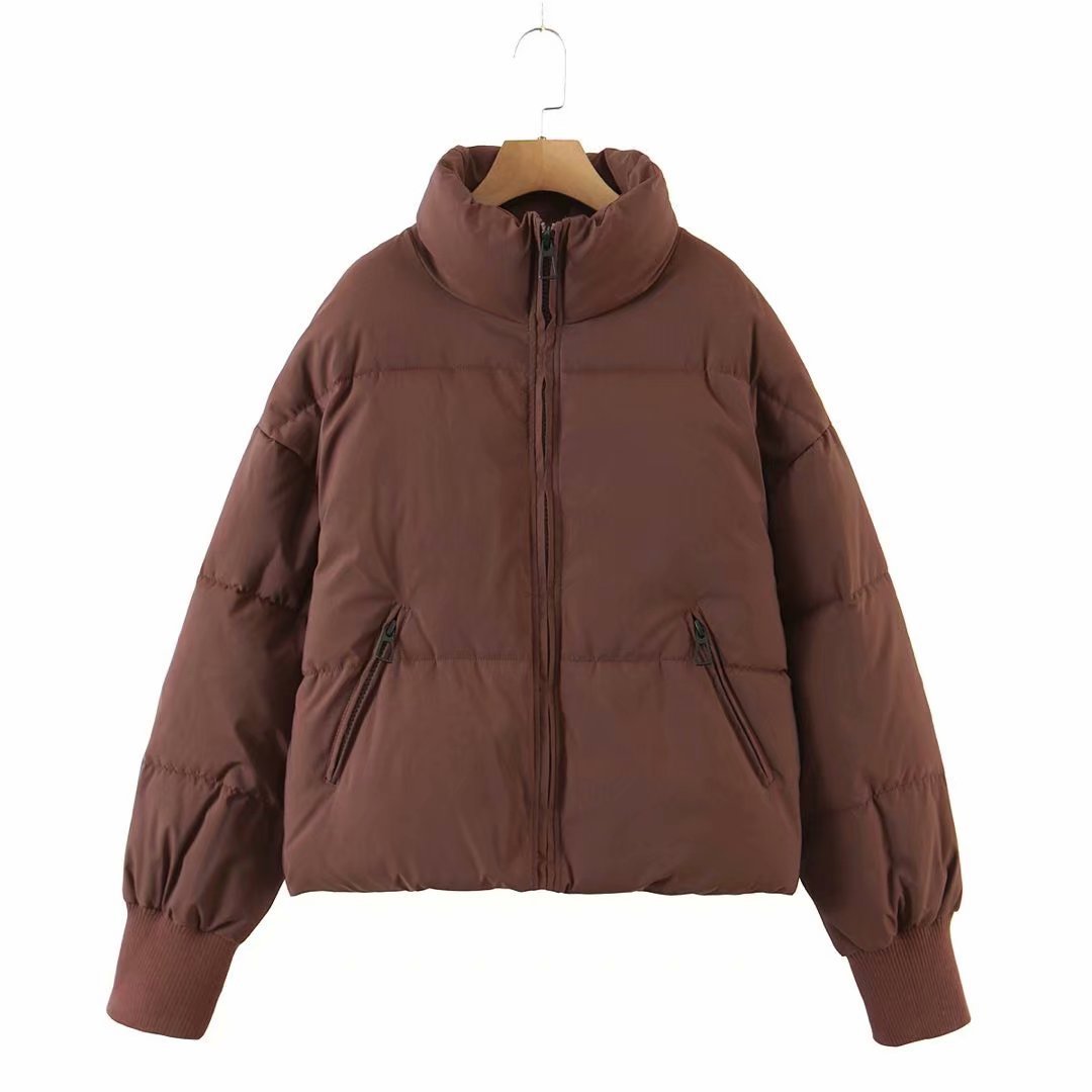 Women’s Urban Leisure Versatile Stand Collar Puffer Jacket Coat - Chocolate / XS