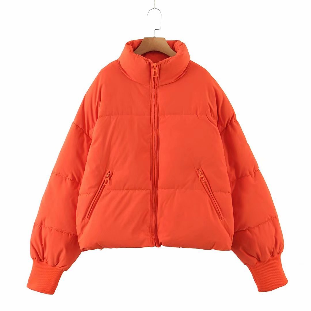 Women’s Urban Leisure Versatile Stand Collar Puffer Jacket Coat - Orange / XS