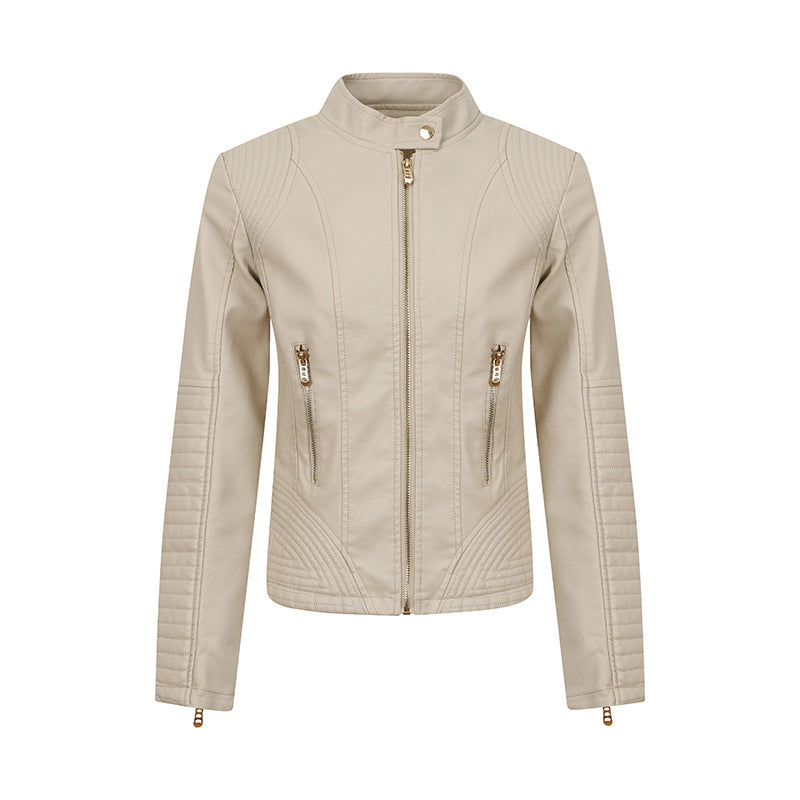Fashion Best-seller Leather Jacket Coat Women - Beige / M