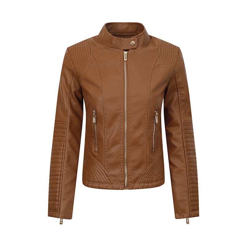 Fashion Best-seller Leather Jacket Coat Women - Caramel Color / M