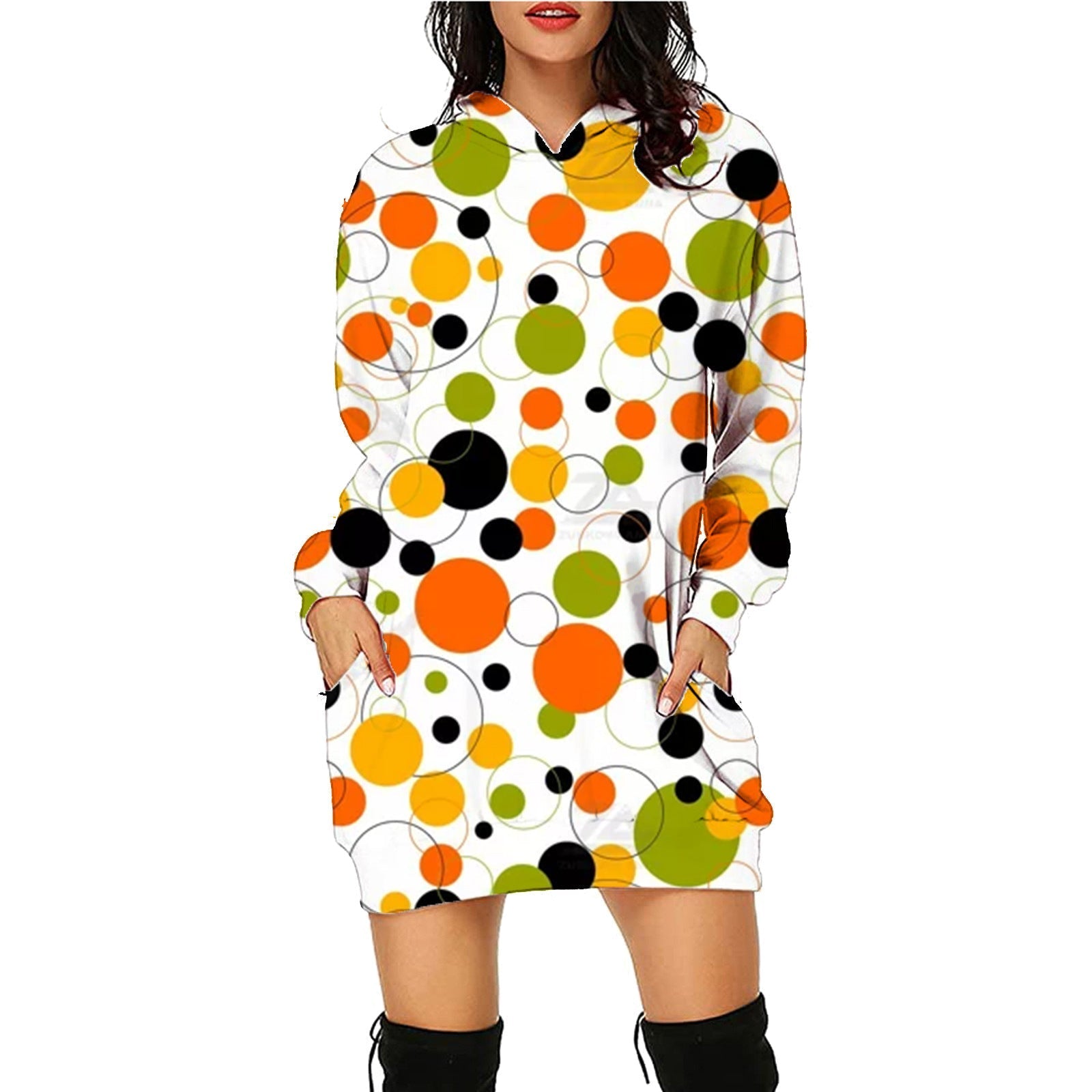 Halloween Print Long Hoodie With Pockets Sweater Long Sleeve Clothes Women - SC12 / S - 4