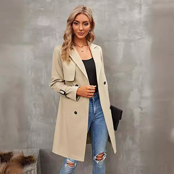 Women’s Double-row Slim Fit Coat Overcoat