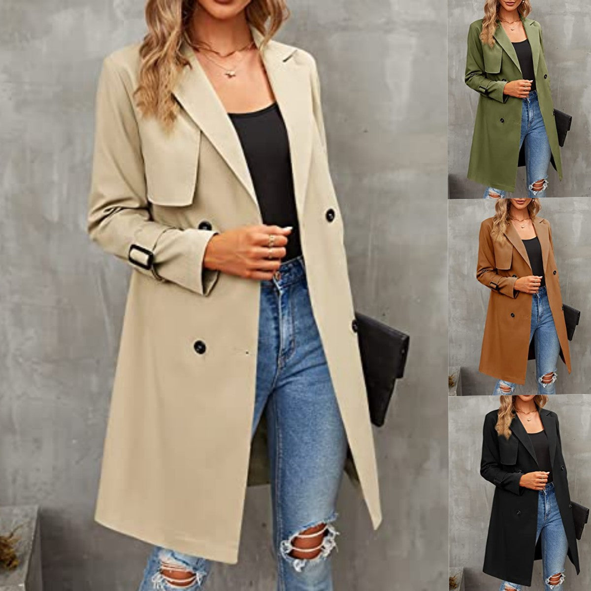 Women’s Double-row Slim Fit Coat Overcoat