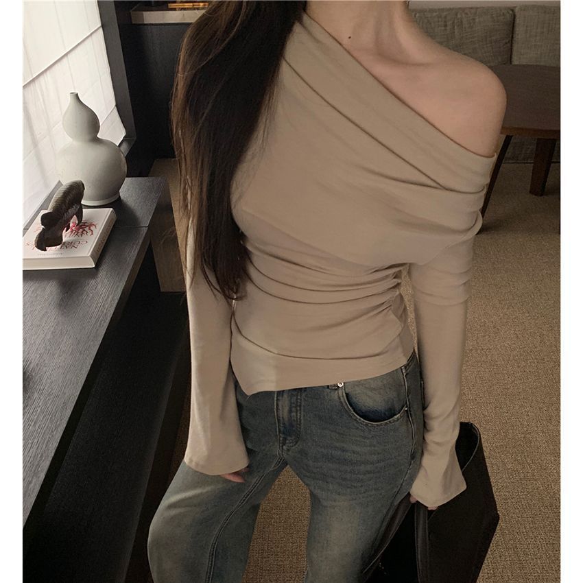 High-grade Elegant Slim-fit Slimming Inner Bottoming Shirt - Apricot / S