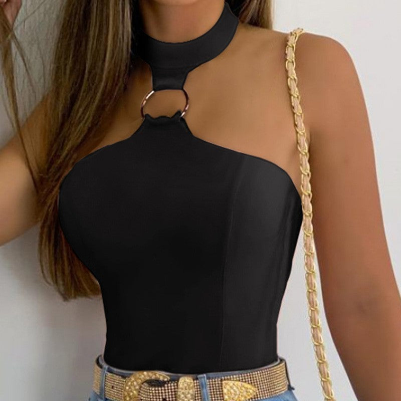 Women’s Stand Collar Halter Sleeveless Top