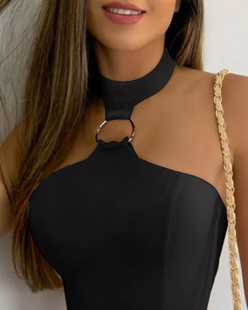 Women’s Stand Collar Halter Sleeveless Top