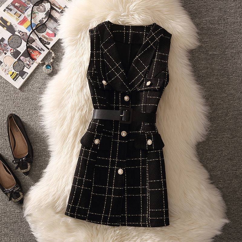 Women’s Slim Knitted Bottoming Shirt Vest - Black onepiece vest / S