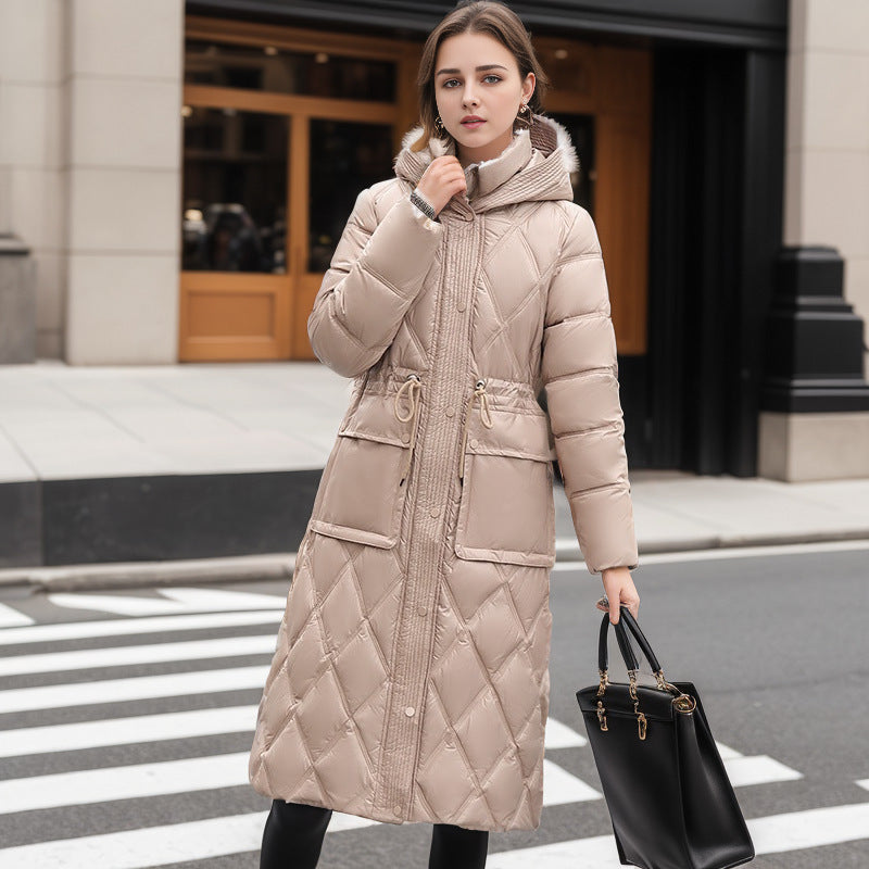 Thick Mid-length Below The Knee Hooded Winter Women’s Down Jacket