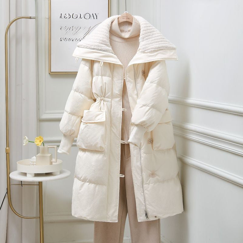 Large Lapel Padded Cotton-padded Jacket Outerwear Tide - Beige / S