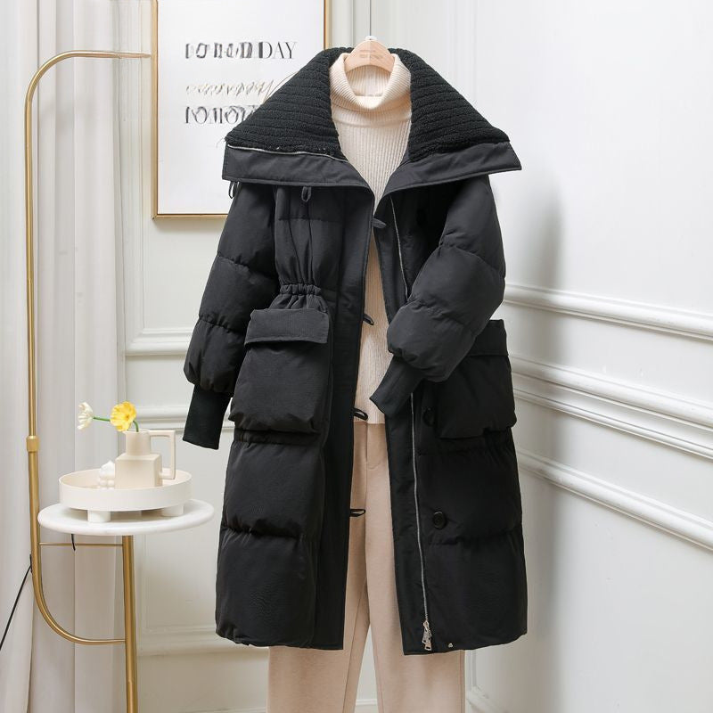 Large Lapel Padded Cotton-padded Jacket Outerwear Tide - Black / S