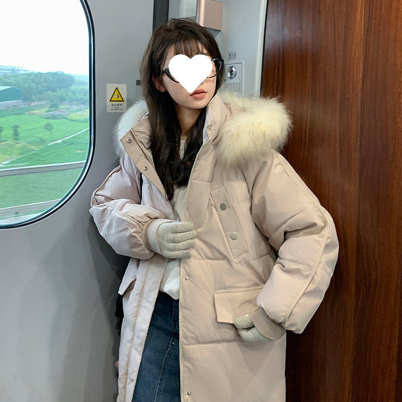 Down Cotton-padded Jacket Loose Thick Women - Apricot / S