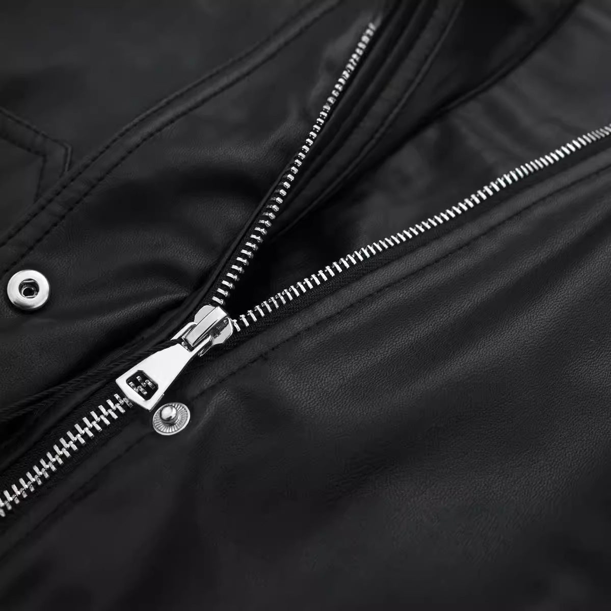 Women’s Lapel Loose Faux Leather Bomber Jacket Coat