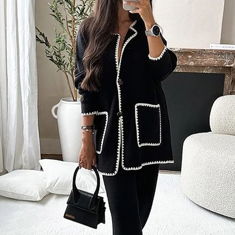 Women’s Suit Fashion Casual Loose Solid Color Two-piece Set