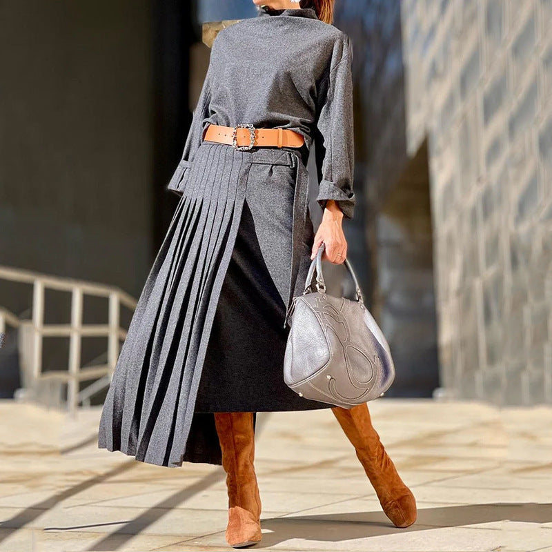 Women’s Suit Autumn New Long Sleeve Loose Solid Color Dress Two-piece Set