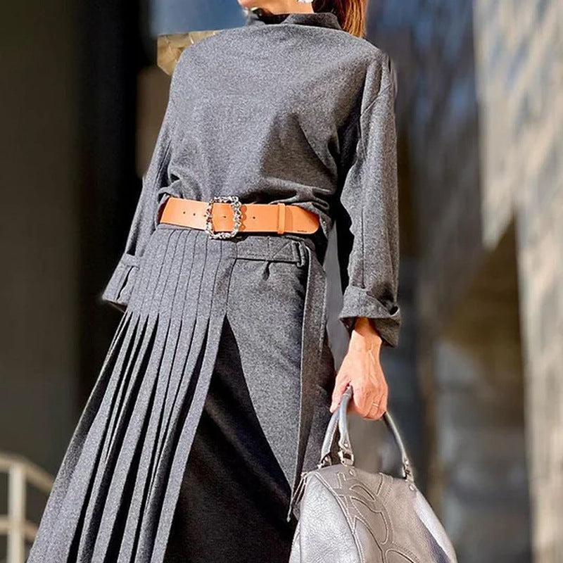 Women’s Suit Autumn New Long Sleeve Loose Solid Color Dress Two-piece Set