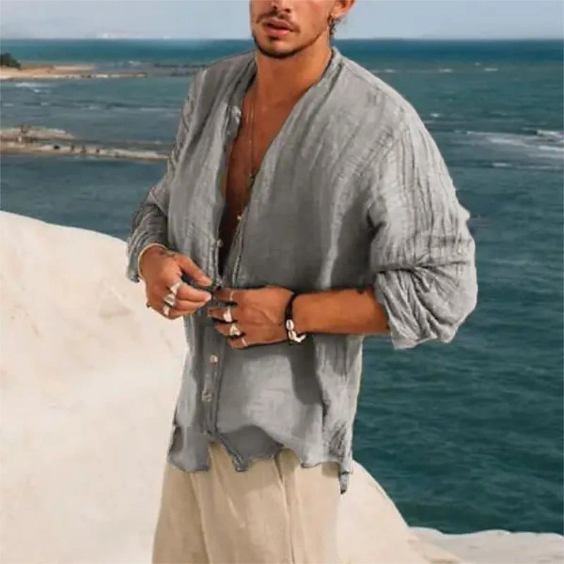 Half Sleeve Shirt Men’s Clothing Handsome Trendy Casual - Gray / S