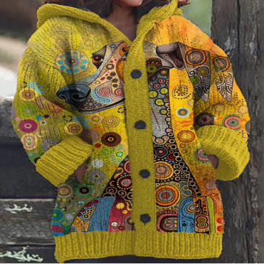 Ladies Hooded Mid-length Sweater Coat - JLWTTCFS611 / S
