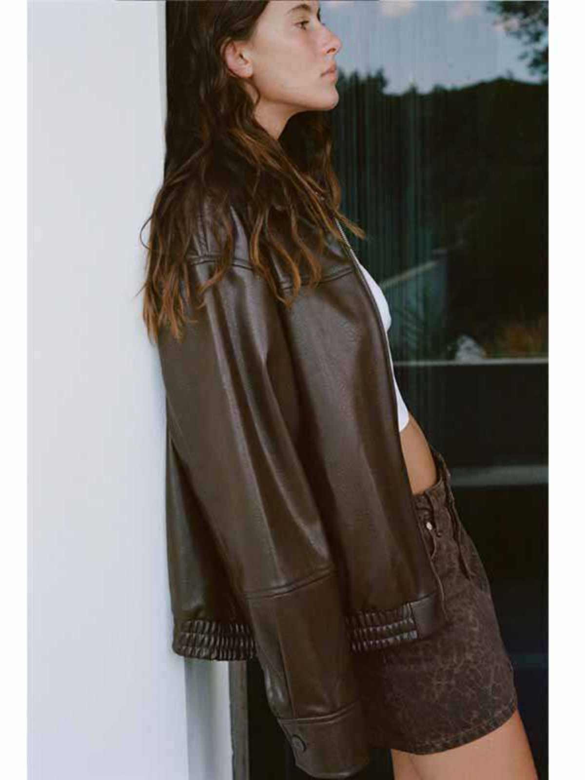 Women’s Loose Lapels Leather Coat