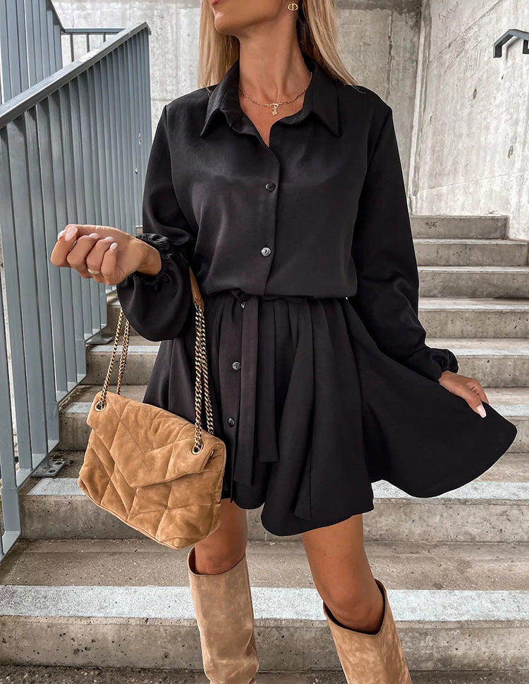 Autumn Leisure Women’s Clothing Blouse Collar Long Sleeve Loose Casual Jumpsuit