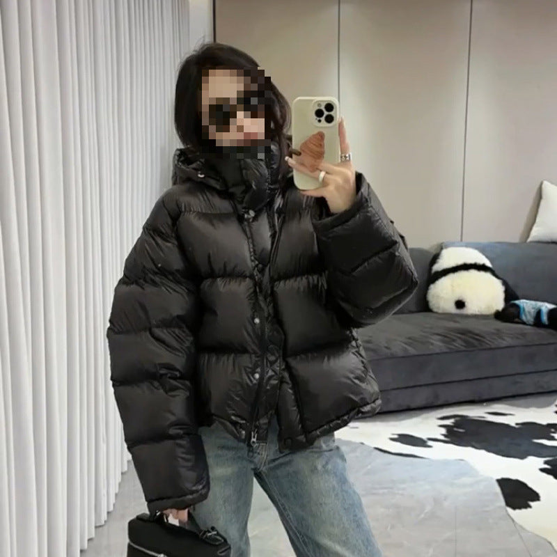 Maillard Bread Coat Winter Thick Short Down Jacket - Black / S