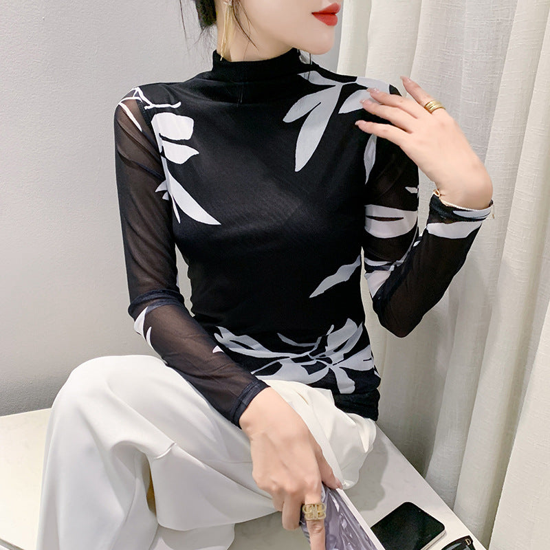 Women’s Long Sleeve Autumn And Winter Ocean Graceful Slim-fit Tops