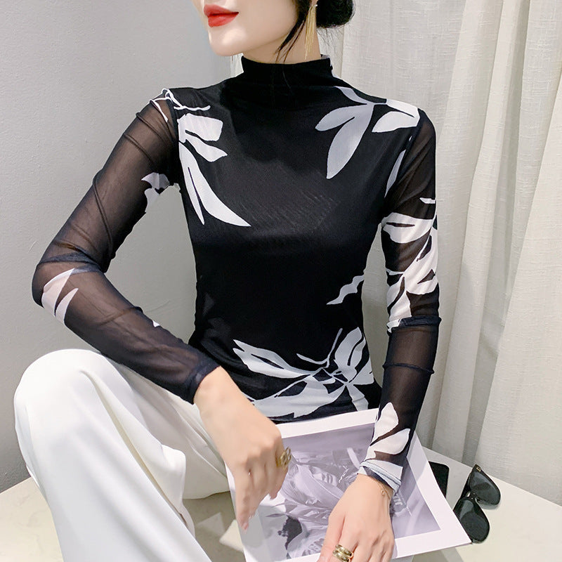 Women’s Long Sleeve Autumn And Winter Ocean Graceful Slim-fit Tops