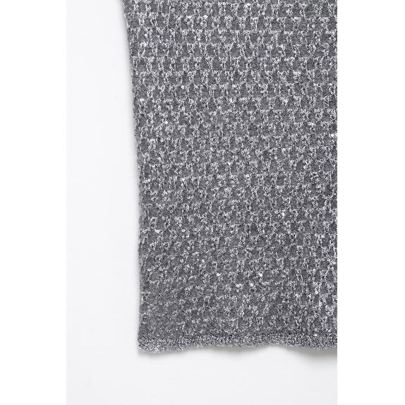 European And American Women’s Beads Decoration Metallic Yarn Knitted Top
