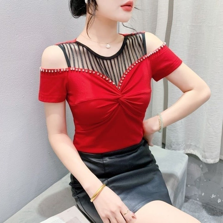 Fashion Hot Girl Sexy Off-shoulder T-shirt Women’s Summer