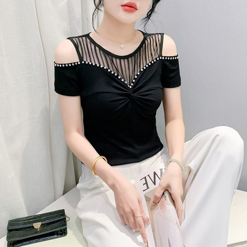 Fashion Hot Girl Sexy Off-shoulder T-shirt Women’s Summer