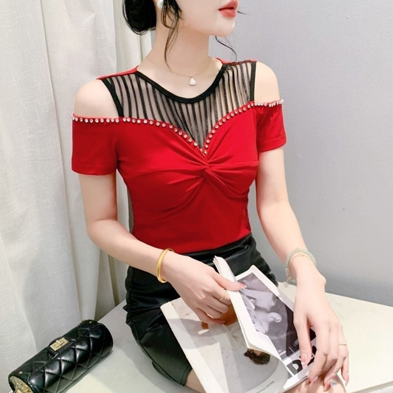 Fashion Hot Girl Sexy Off-shoulder T-shirt Women’s Summer