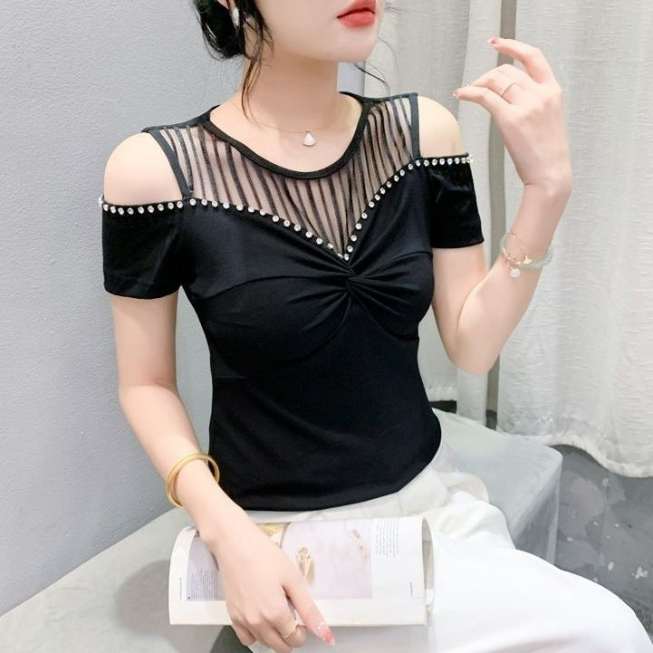 Fashion Hot Girl Sexy Off-shoulder T-shirt Women’s Summer