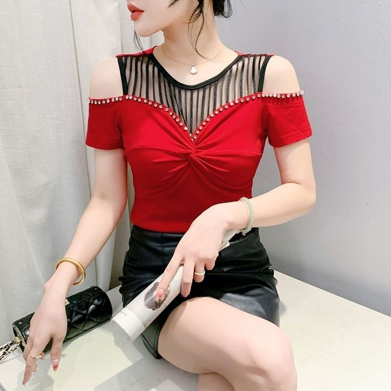 Fashion Hot Girl Sexy Off-shoulder T-shirt Women’s Summer