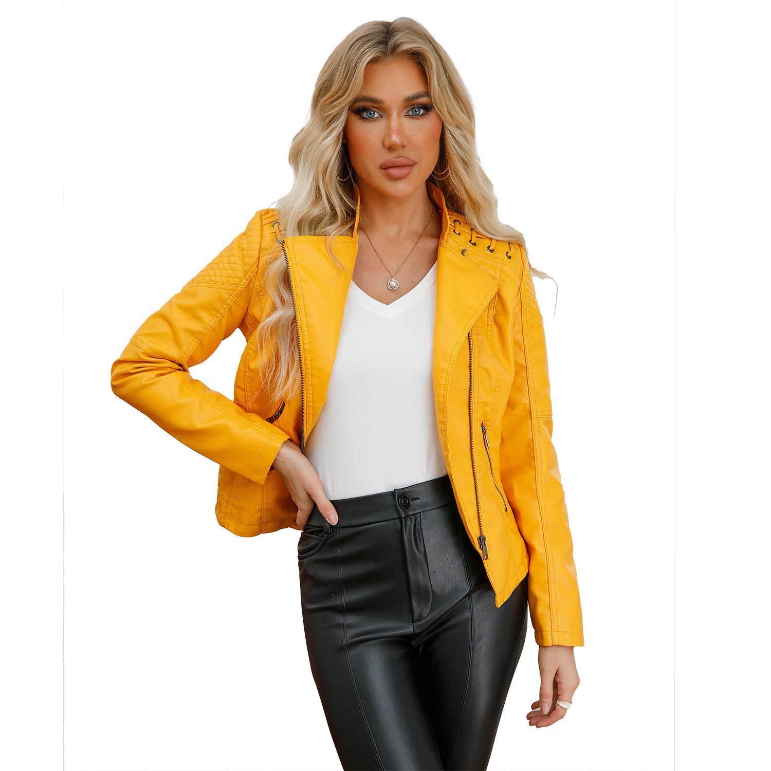Slim Fit Thin Leather Coat Women’s Motorcycle Clothing