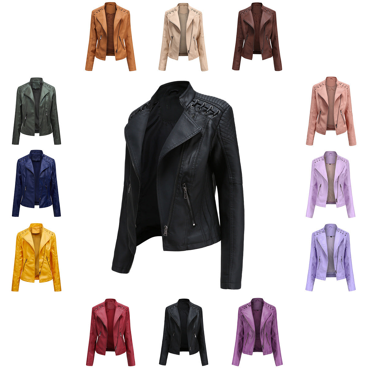 Slim Fit Thin Leather Coat Women’s Motorcycle Clothing