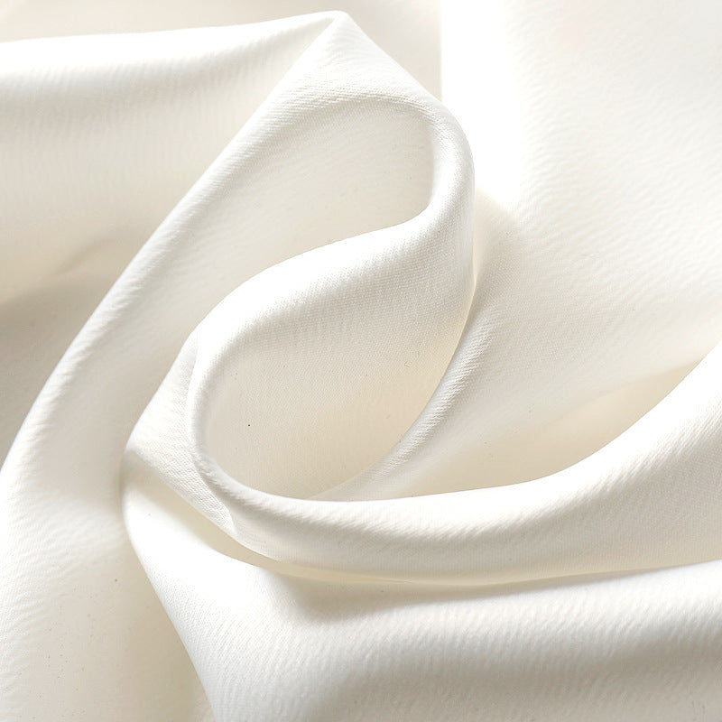 Silky Acetate Satin Round Neck T-shirt For Women - 2028 White / S