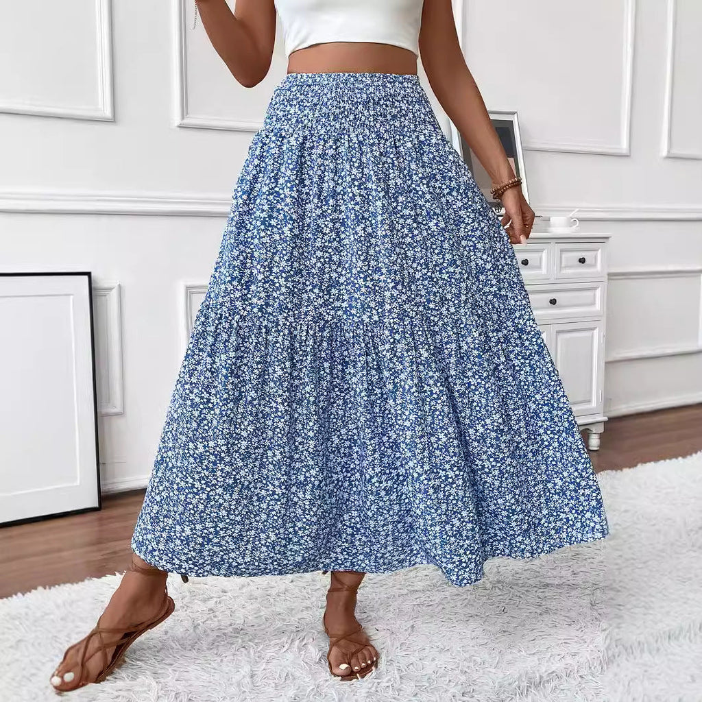 Small Floral Three-layer Long Patchwork Skirt