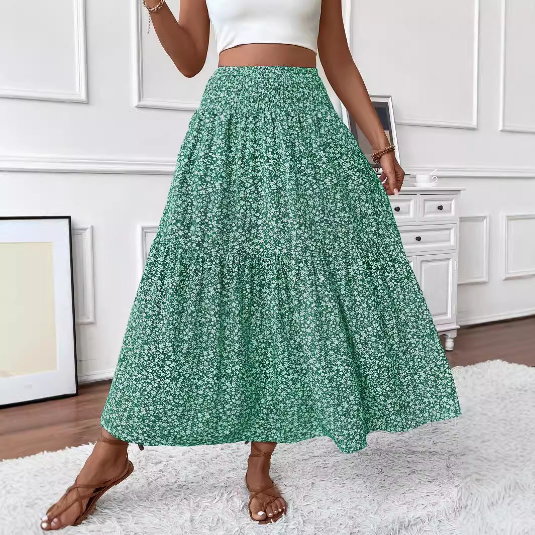 Small Floral Three-layer Long Patchwork Skirt