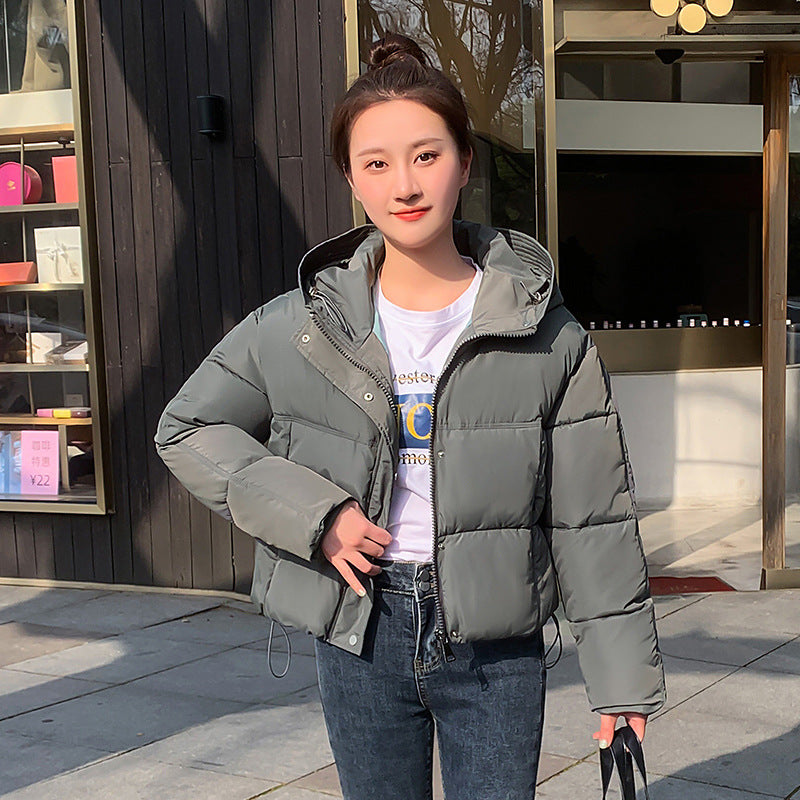 Women’s Simple Casual Hooded Short Down Jacket - Gray / M