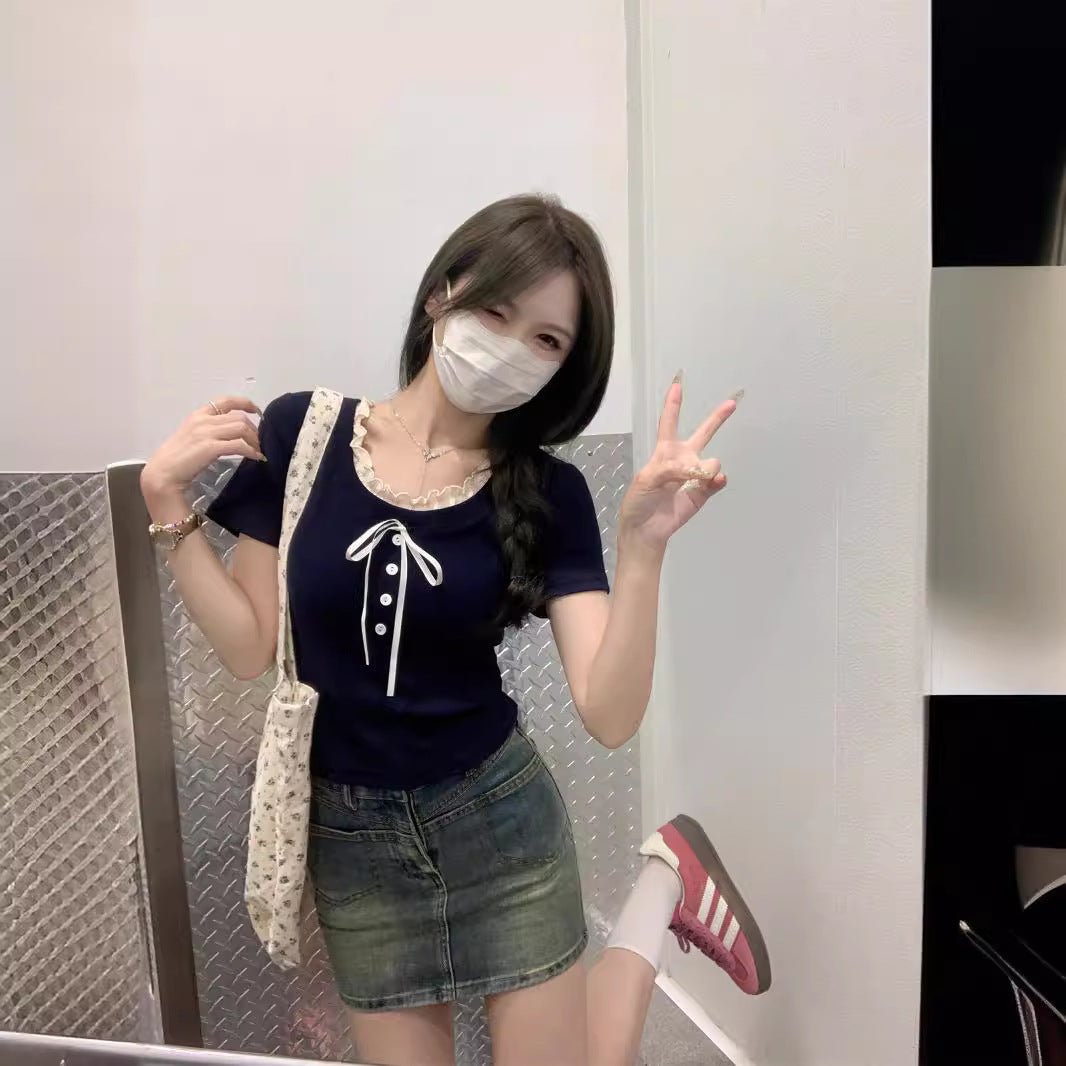 Sweet And Spicy Design Slim Fit Slimming Short Top