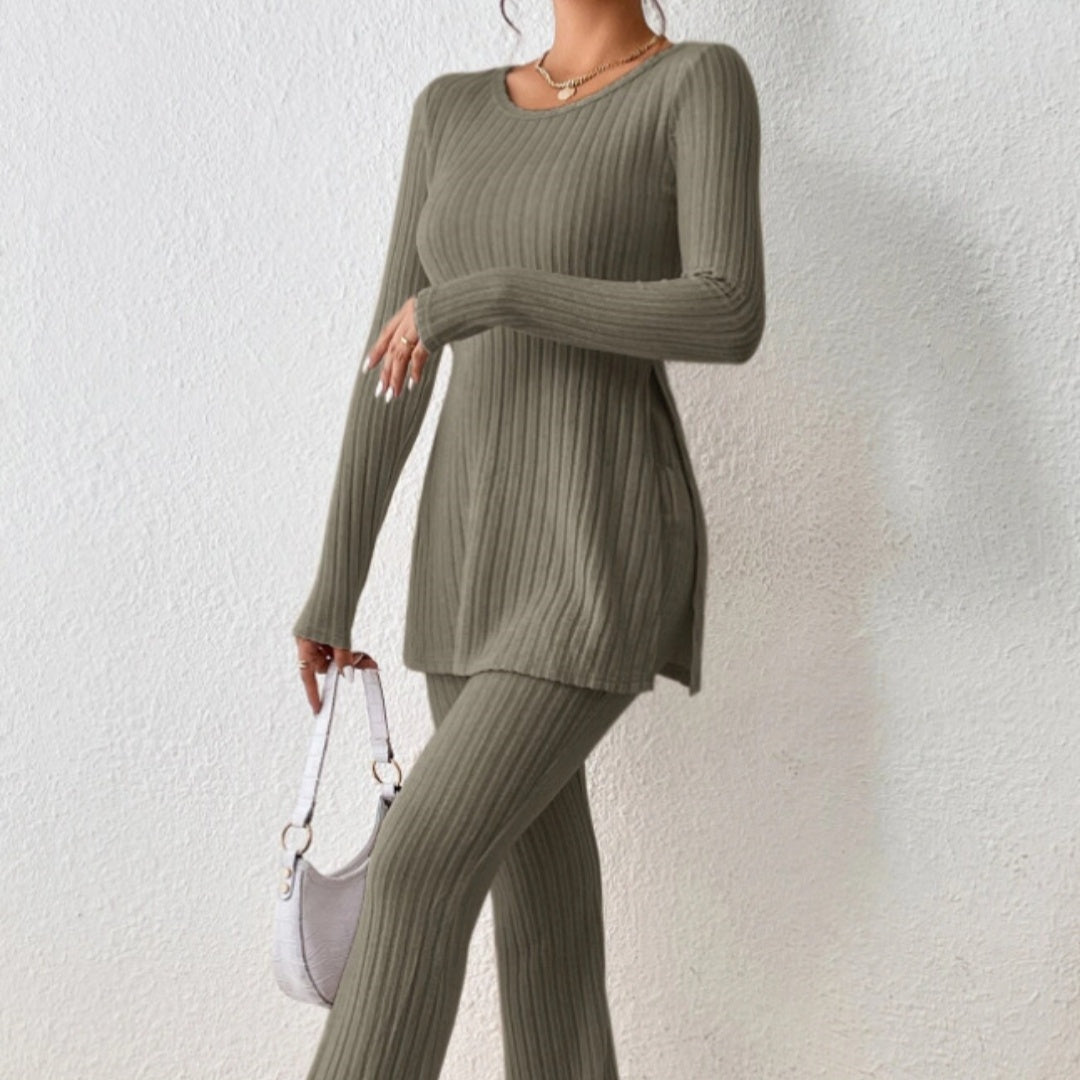 Polyester Women’s Clothing Solid Color Casual Slim New Fashion Women Elegant Outfit