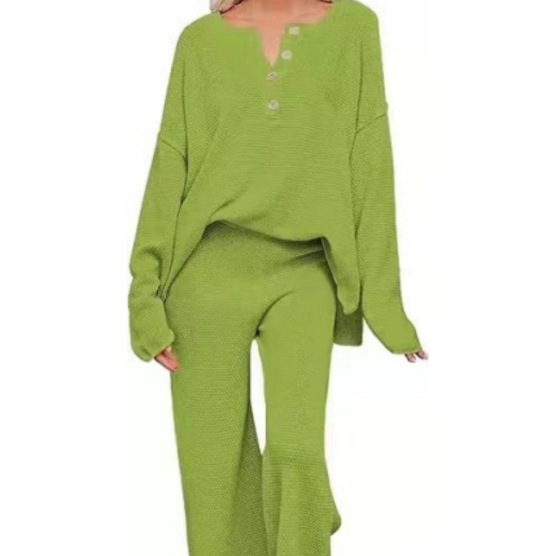 Women’s Clothing Solid Color Fashion Loose Leisure Suit Two Pieces