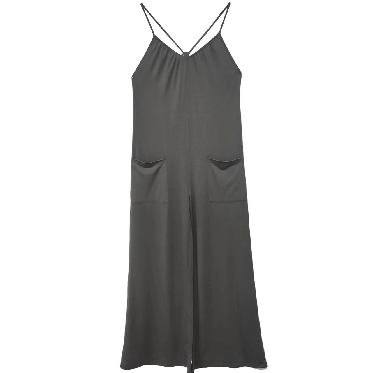 Ladies’ Solid Color Chest Pleated Design Cross Suspender Sexy Jumpsuit - 5