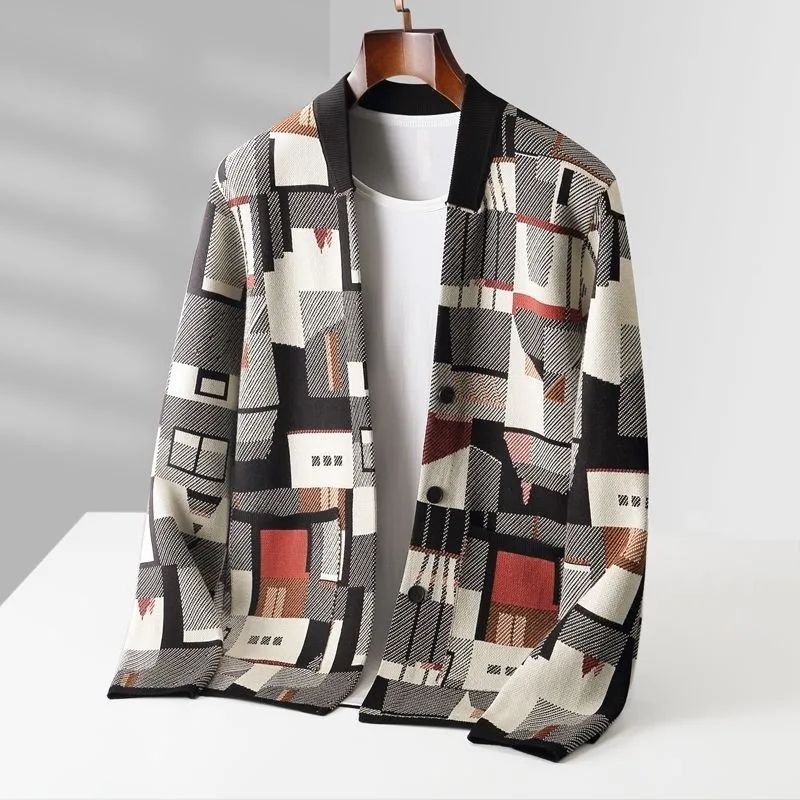 Special-interest Design Geometric Oil Painting Camouflage Top Men - Black / M