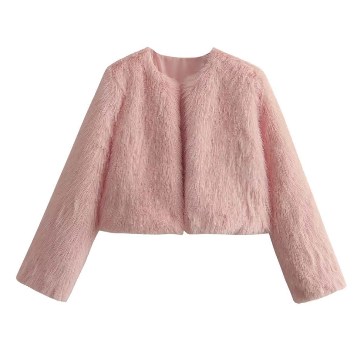 Polyester Imitation Fur Women’s Short Cardigan Coat