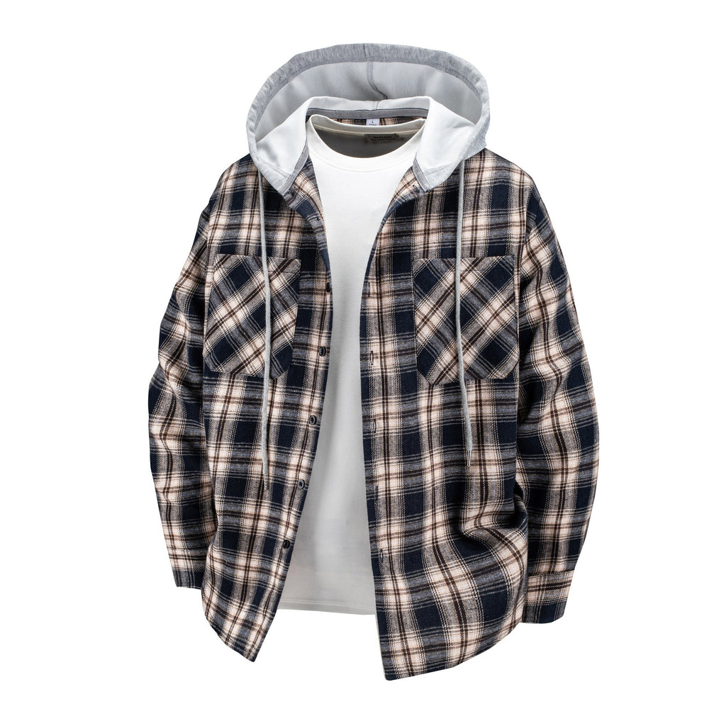 Hooded Men’s And Women’s Same Plaid Shirt Spring And Autumn