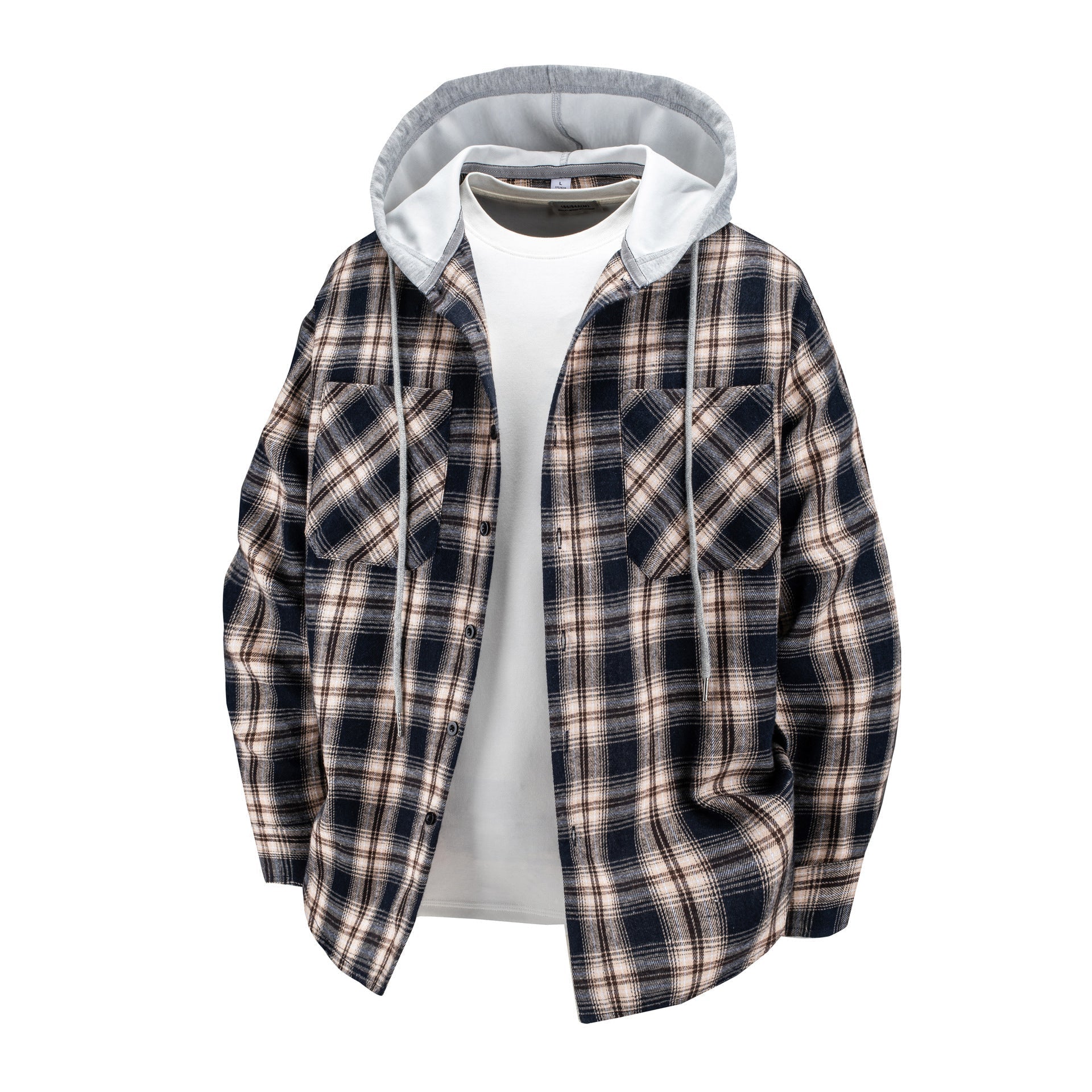 Hooded Men’s And Women’s Same Plaid Shirt Spring And Autumn