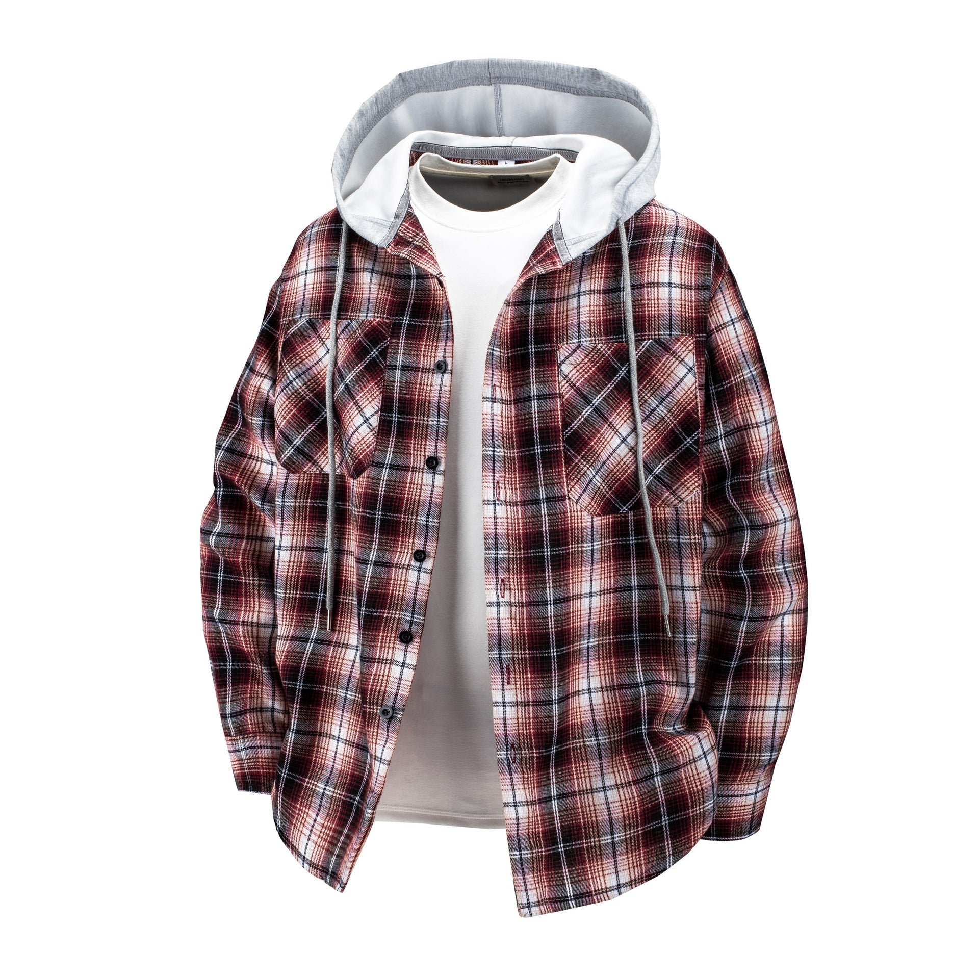 Hooded Men’s And Women’s Same Plaid Shirt Spring And Autumn